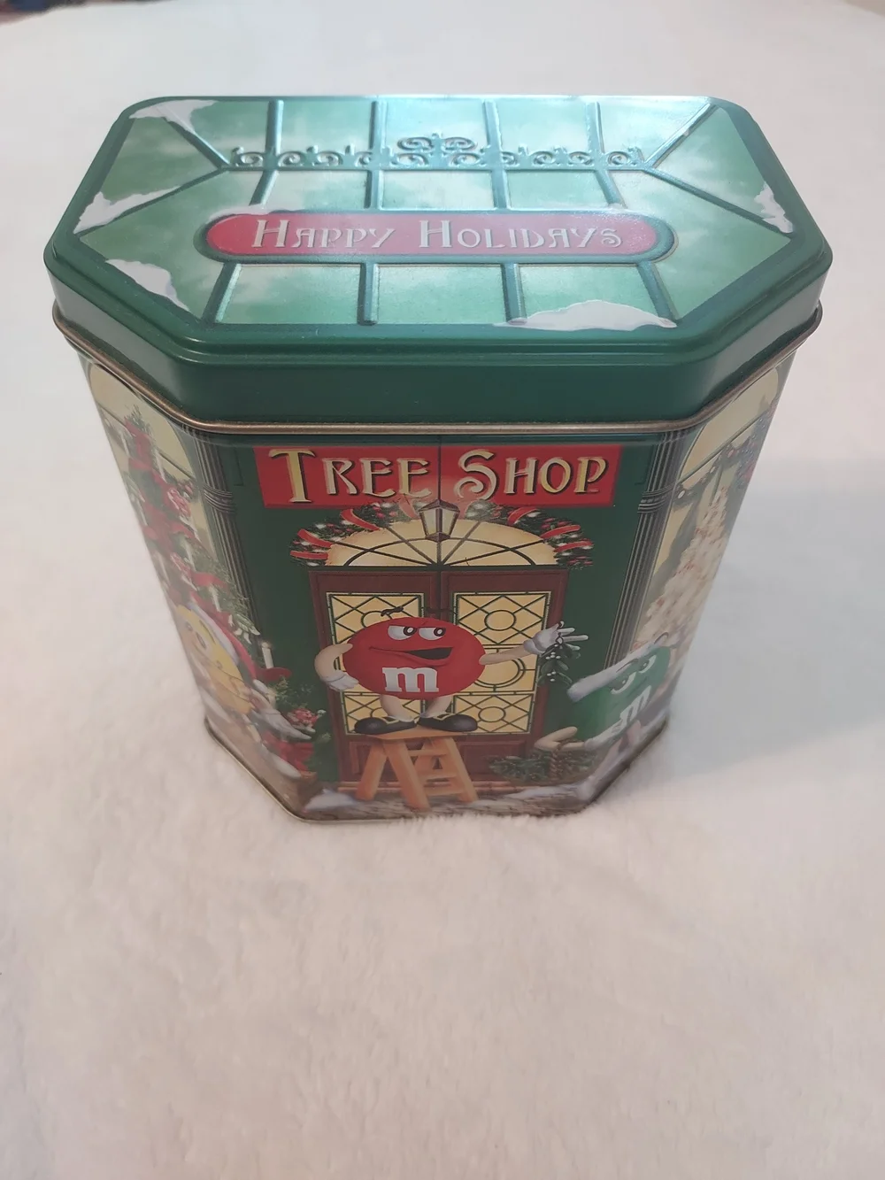 Vintage 2000 M&M'S Christmas Village Collectible Tree Shop Tin Limited Edition